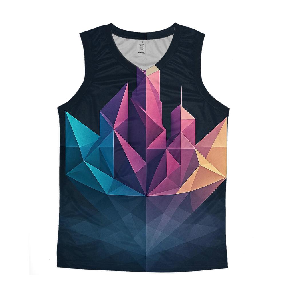 Prismatic Origami City Mirage cotton sleeveless tops
