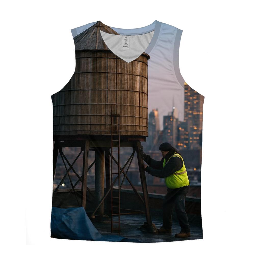 Rooftop Water Tower Dawn Over Midtown personalized athletic tanks