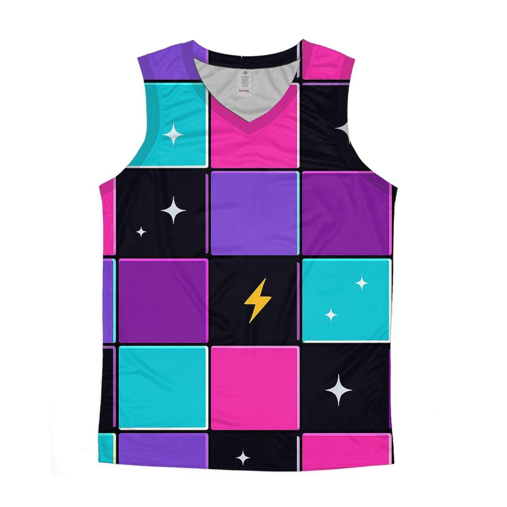 Roller Rink Neon Floor Tiles cotton sleeveless tops