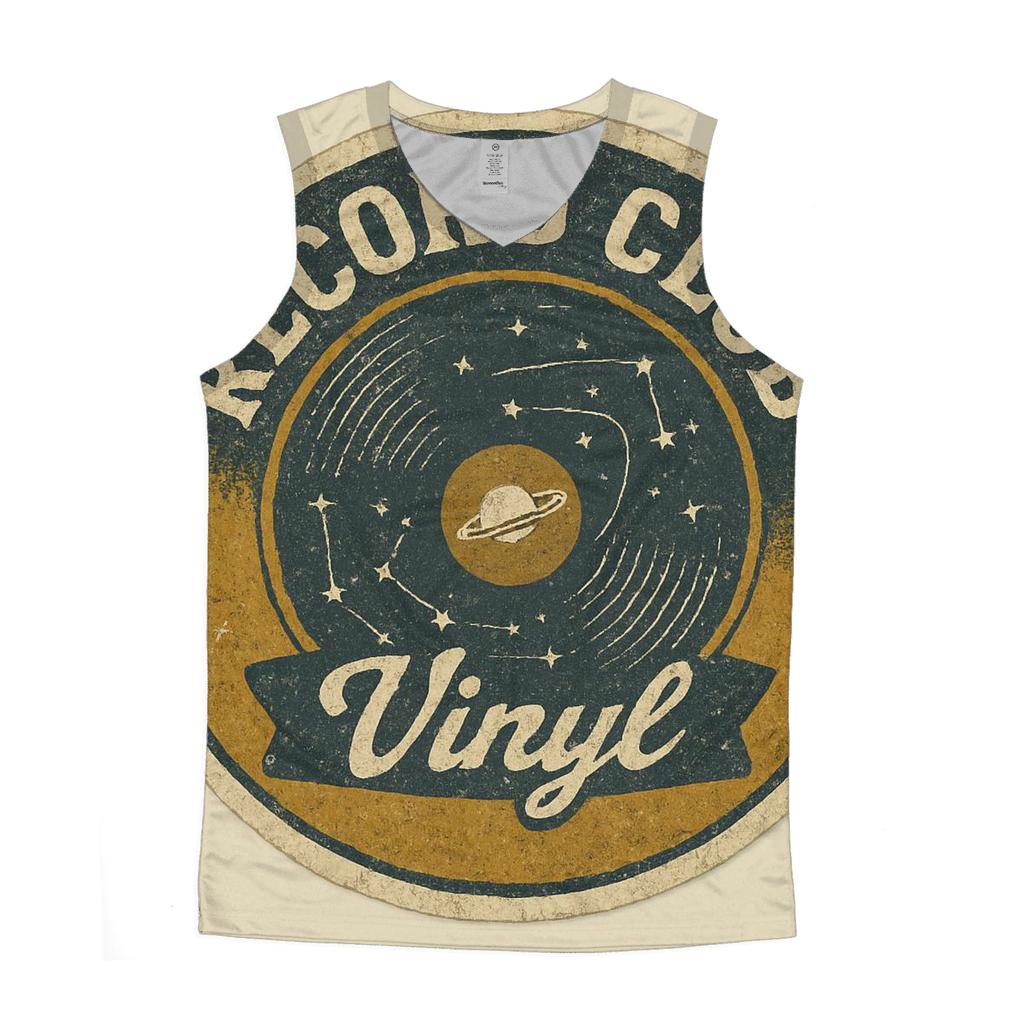 Retro Vinyl Record Astronomy Club Badge graphic print tank tops