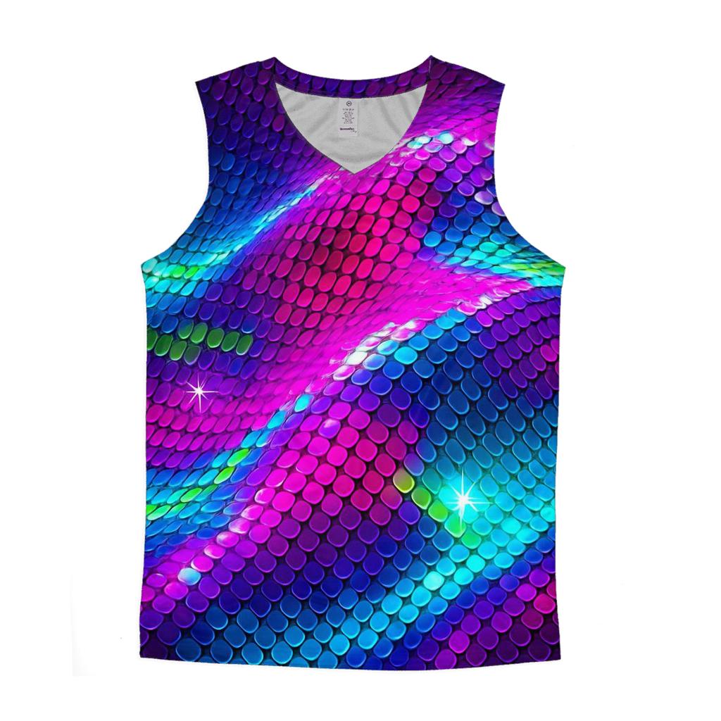 Electric Sequin Aurora Grid designer workout tanks