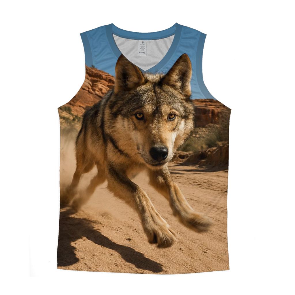 Mexican Gray Wolf In Borderland Canyon Dust stylish racerback tanks