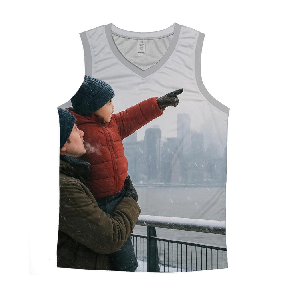 January Snowfall From Riverside Park South Over Hudson graphic print tank tops