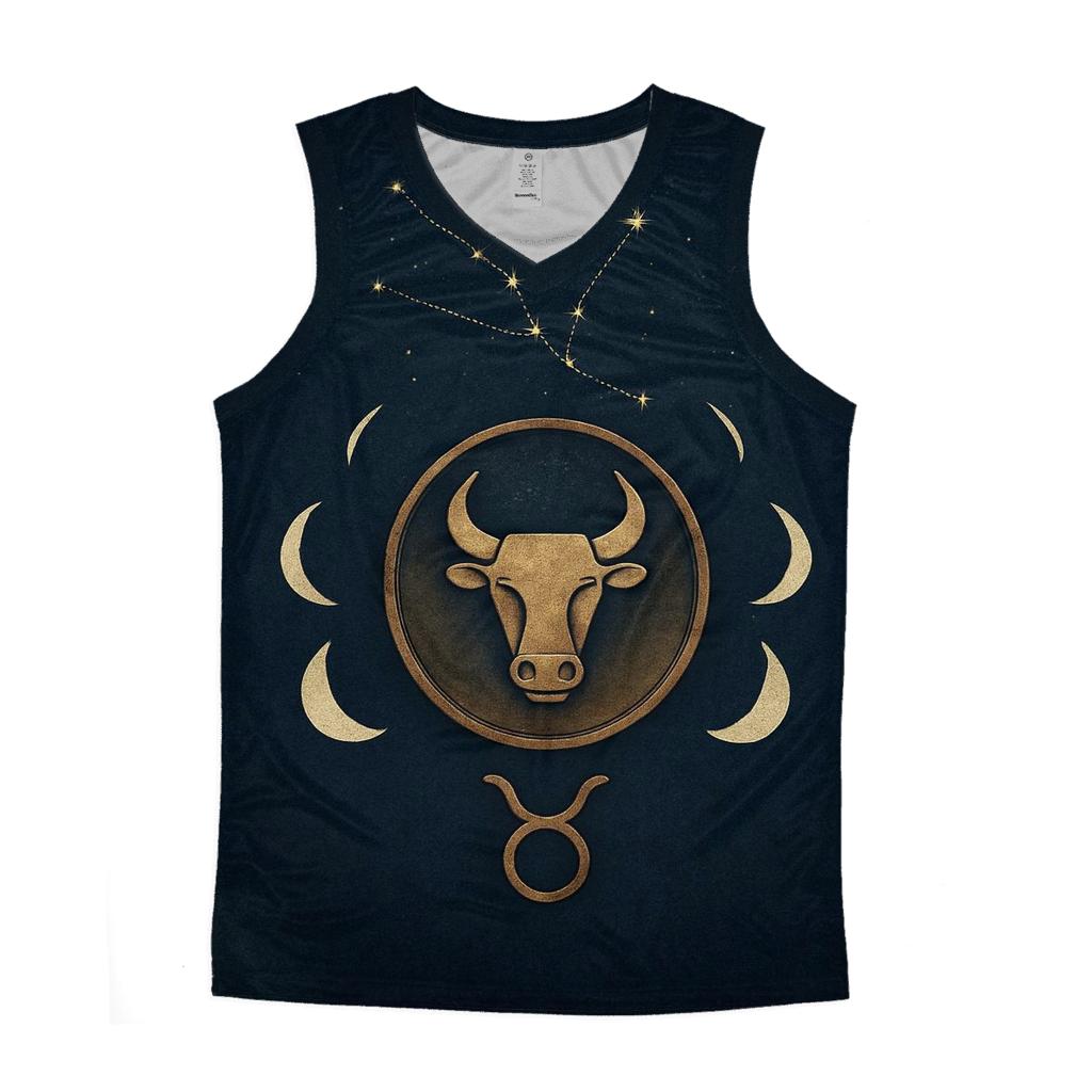 Taurus Lunar Crescent And Bull Sigil Seal sports performance tank tops