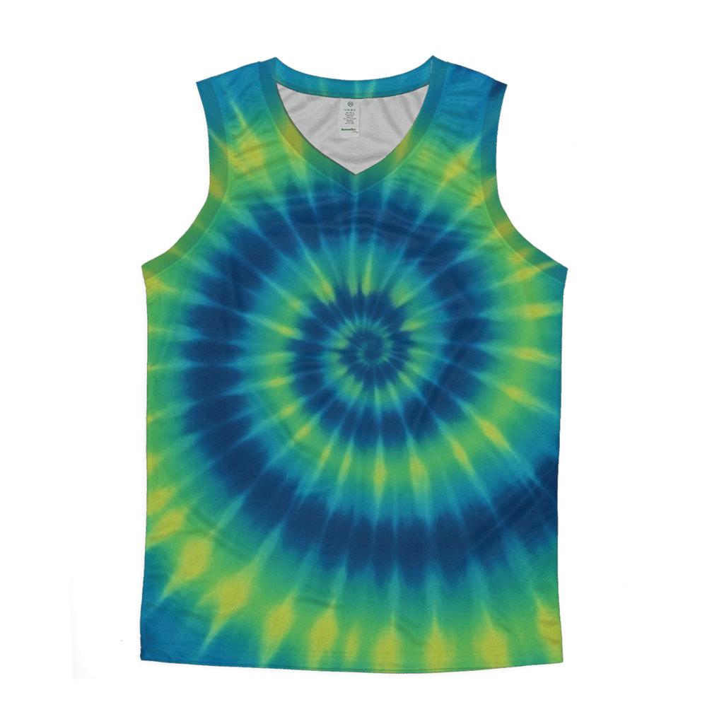 Over Dyed Time Vortex Spiral sports performance tank tops