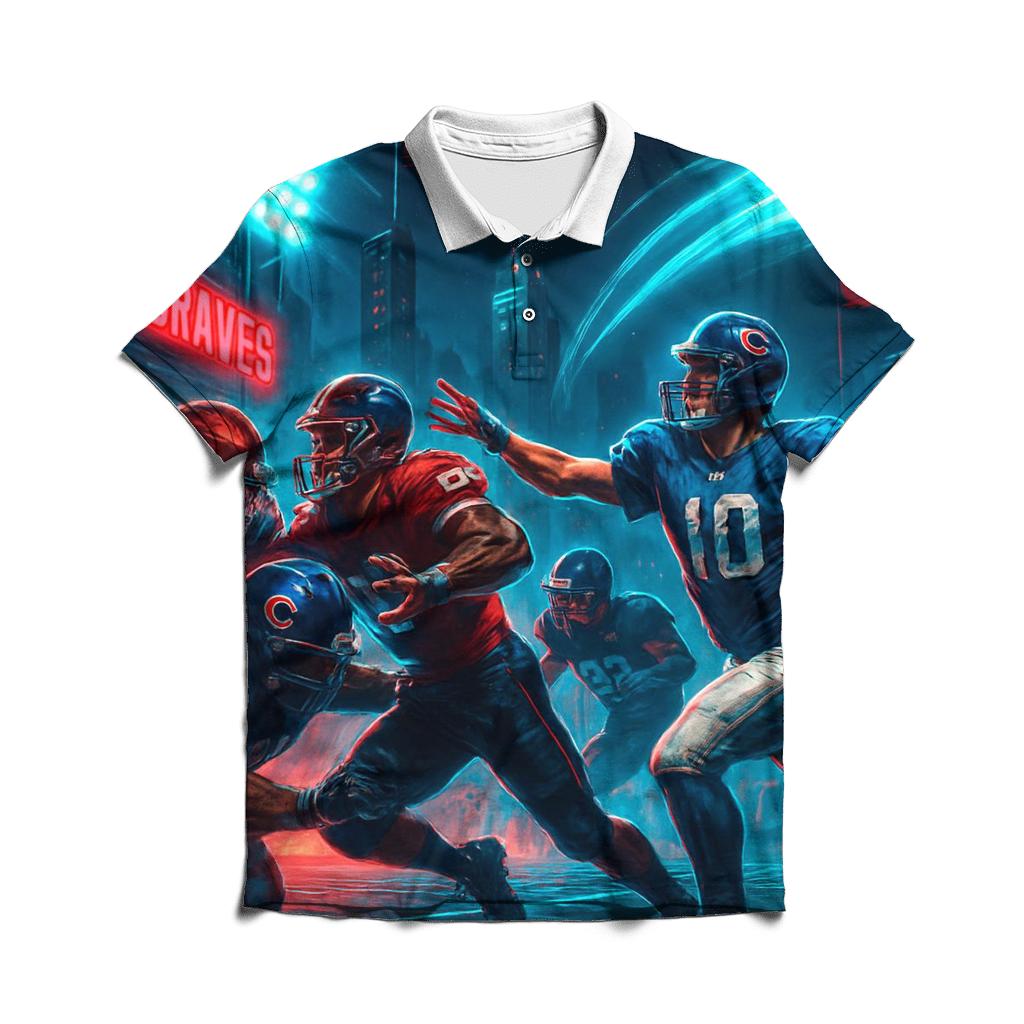 Neon Skyline Scrimmage Braves Versus Cubs custom polo shirts