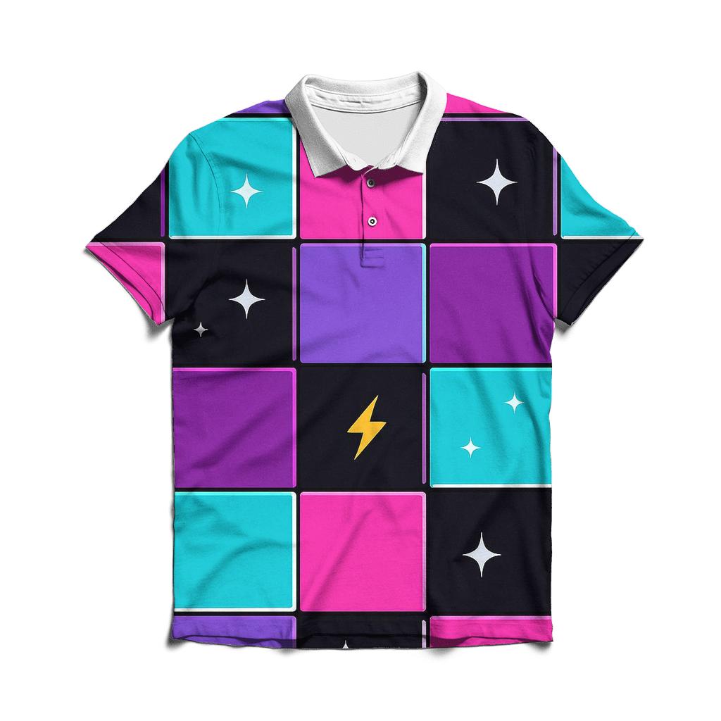 Roller Rink Neon Floor Tiles stylish collar polo tees