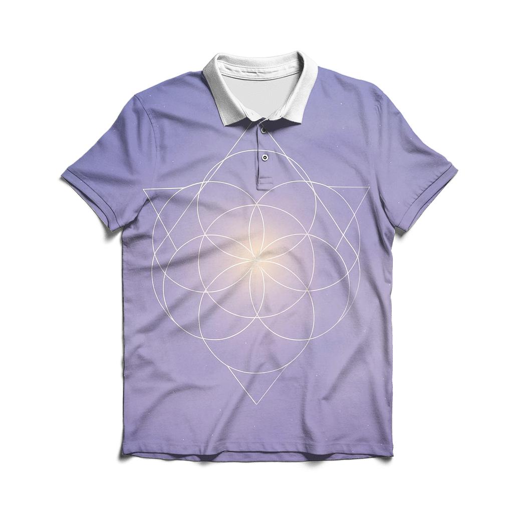 Luminous Breath Geometry embroidered polo tops