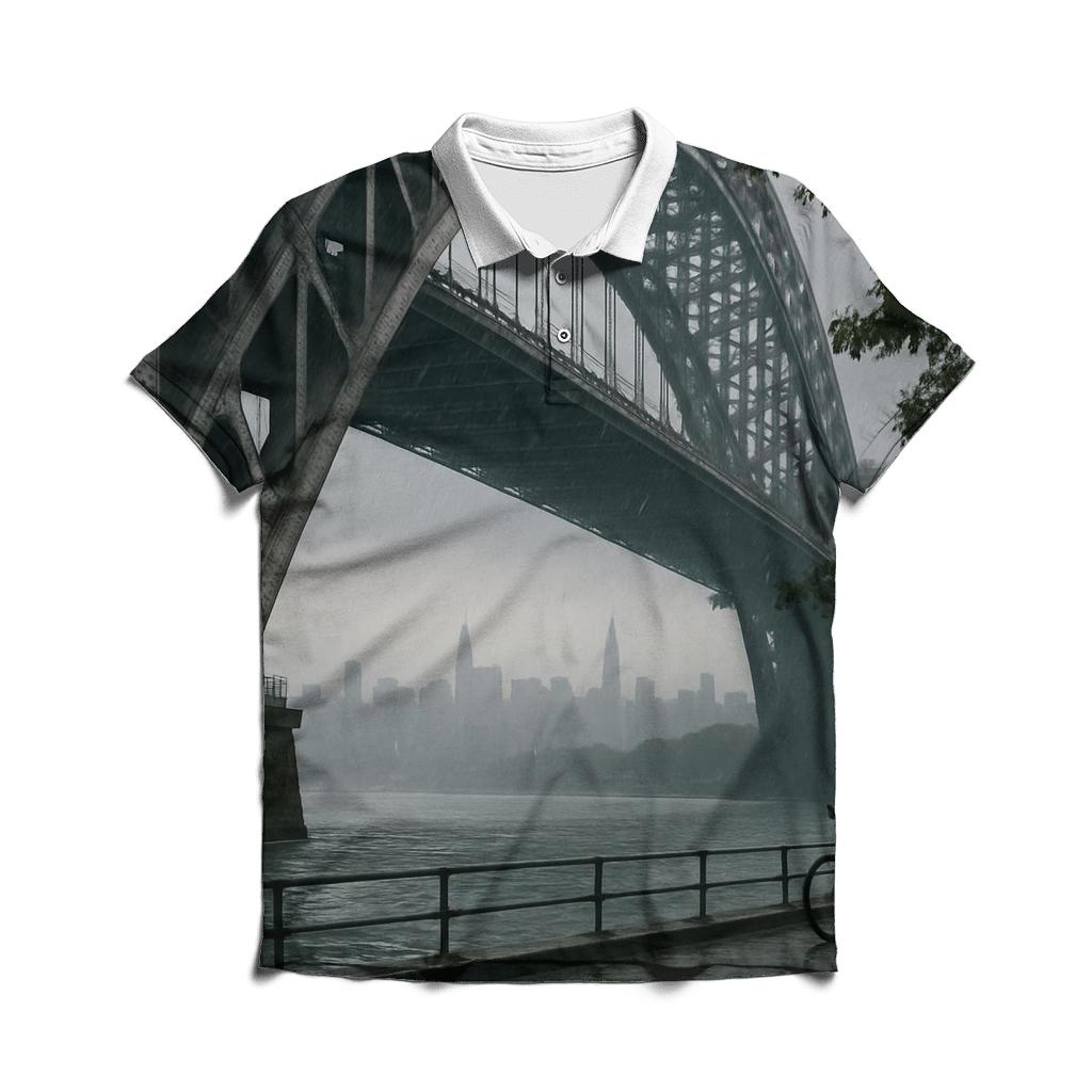 Hell Gate Bridge Rain Veil With Manhattan Far Horizon casual sports polo shirts