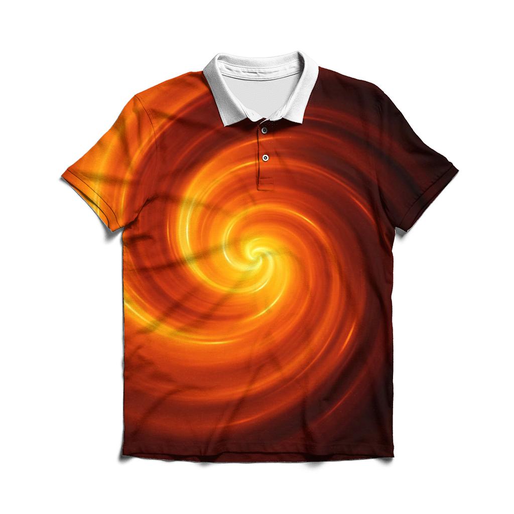 Molten Amber Vortex Gradient embroidered polo tops