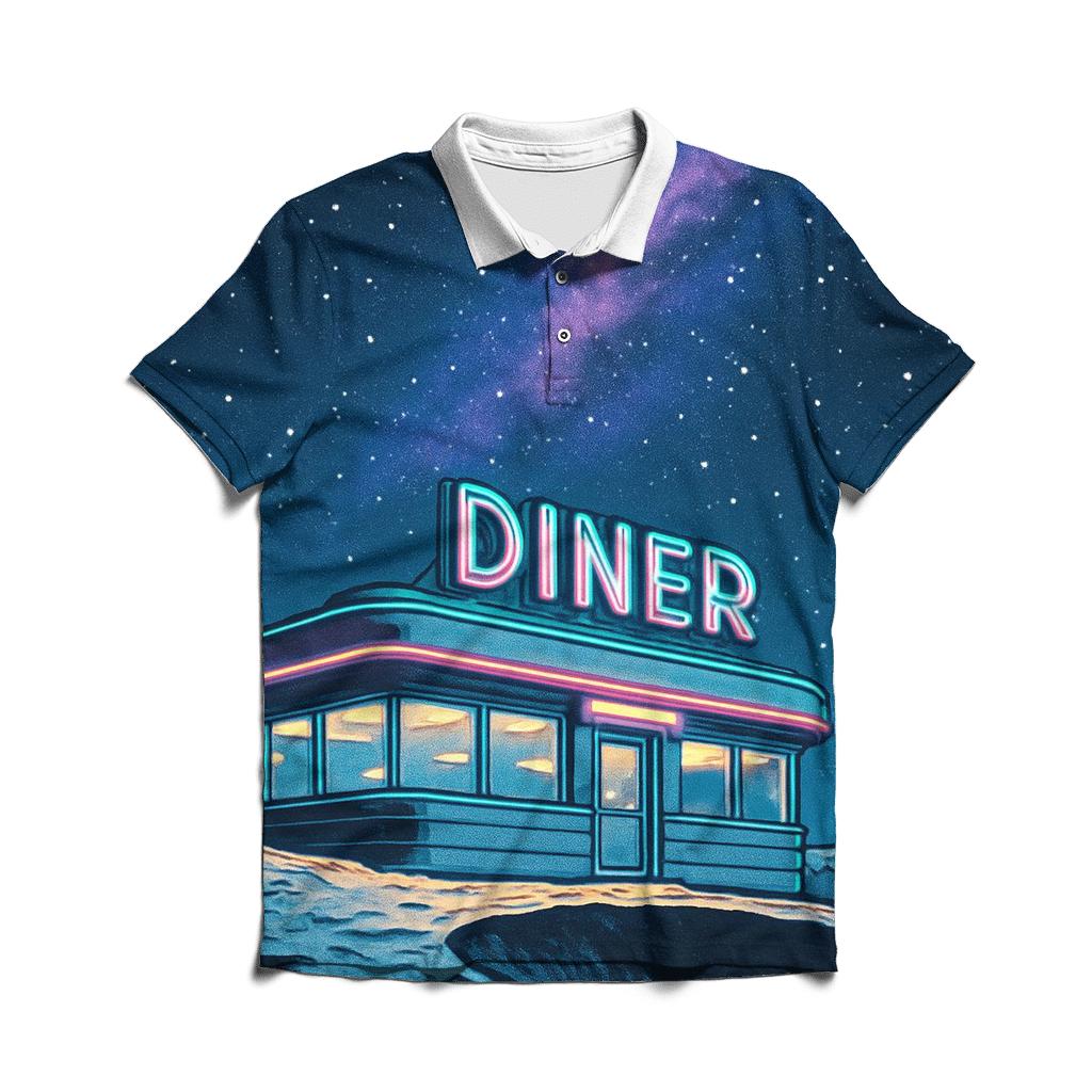 Neon Diner On The Moon designer slim fit polos