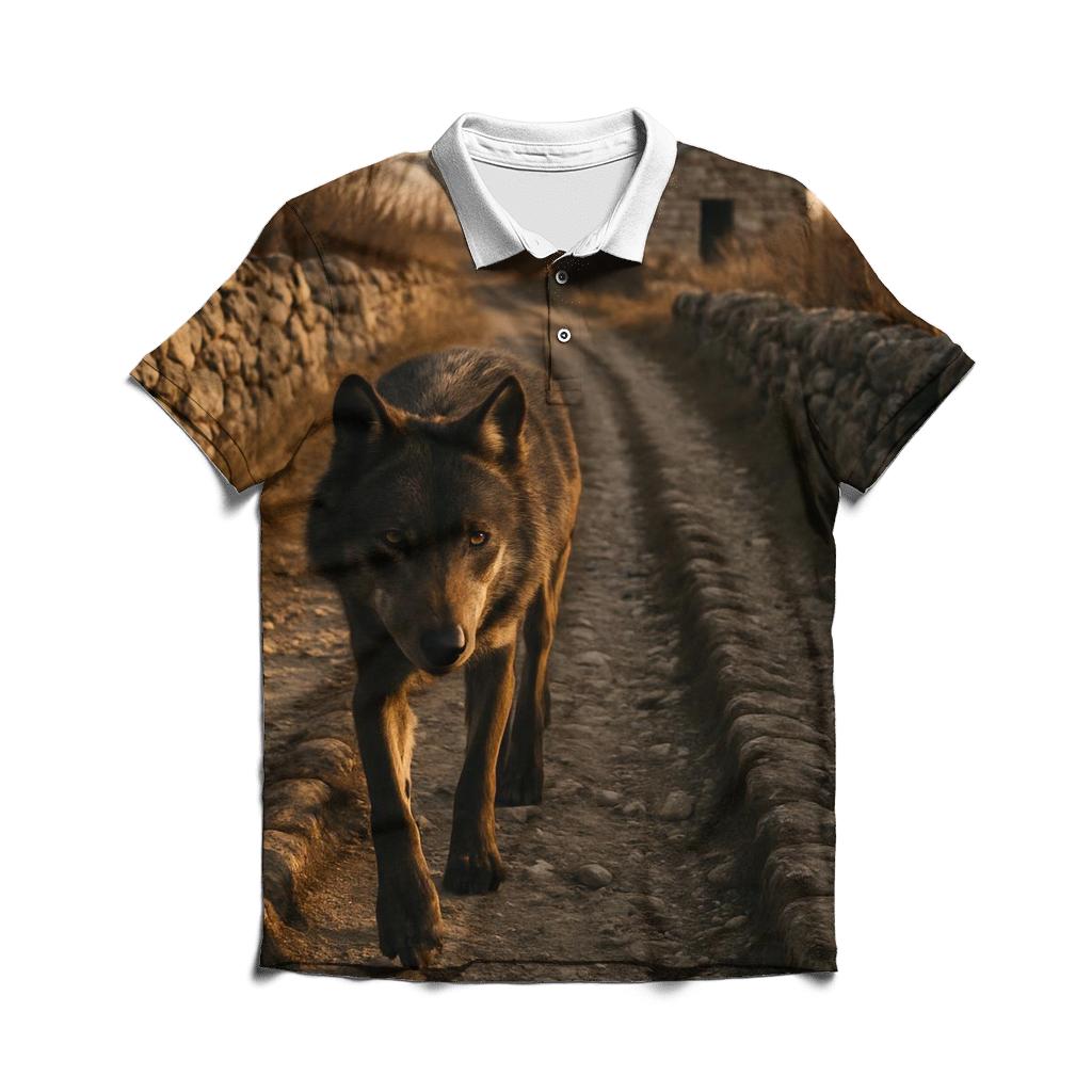 Apennine Wolf On Transhumance Stone Track personalized polo shirts