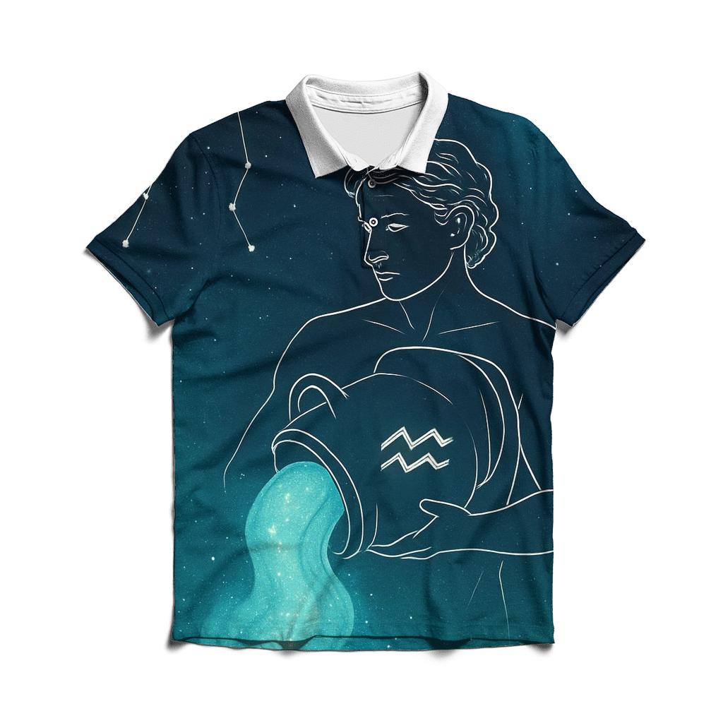 Aquarius Water Bearer Nebula Pour Over branded logo polo shirts