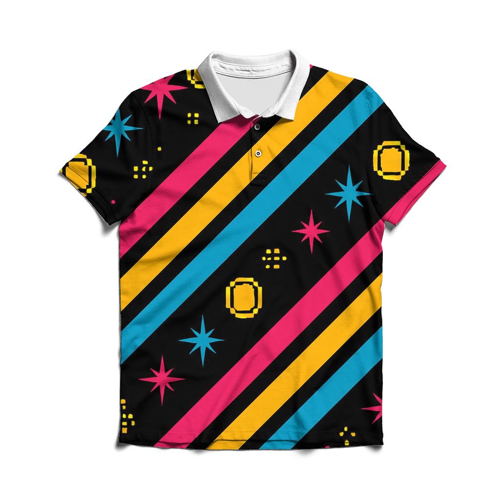 Arcade Cabinet Side Art Stripes designer slim fit polos