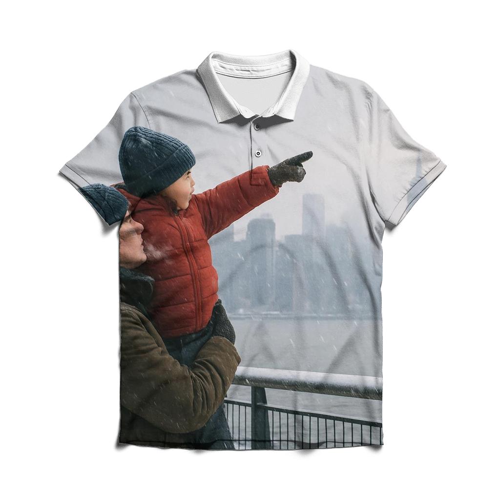 January Snowfall From Riverside Park South Over Hudson premium cotton polo shirts