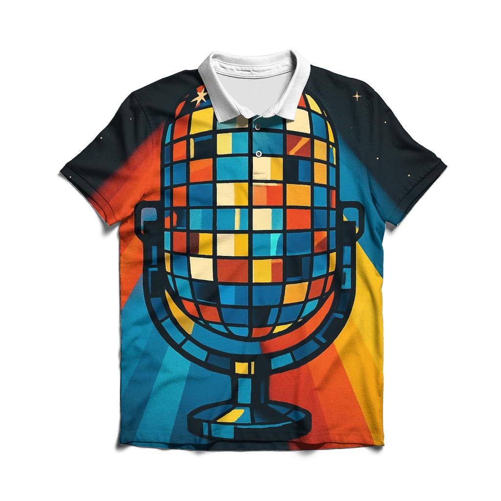 Disco Prism Microphone branded logo polo shirts