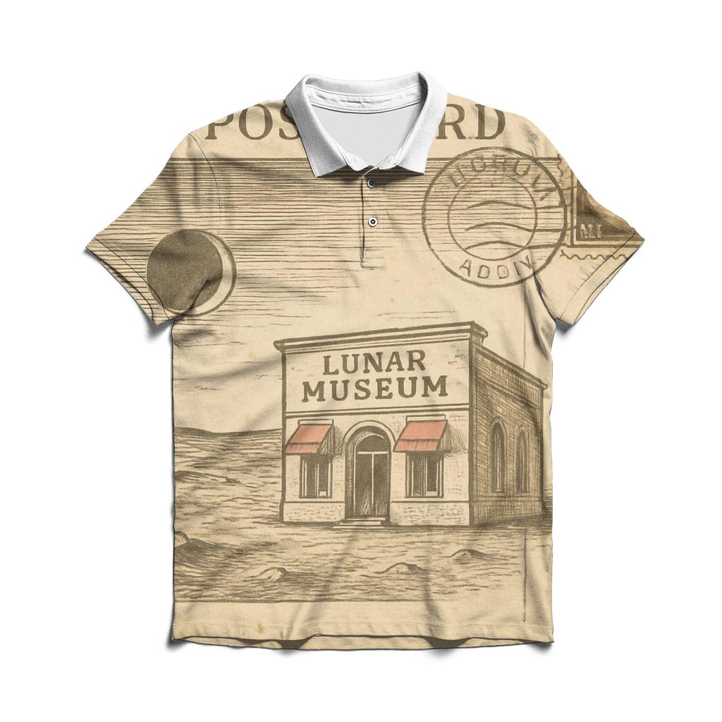 Sepia Postcard From The Moon Museum designer slim fit polos