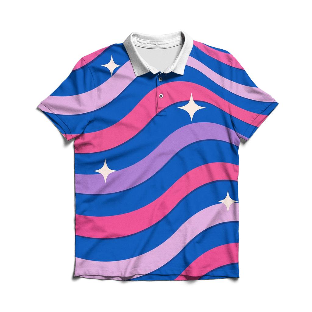 Roller Rink Neon Floor Waves personalized polo shirts