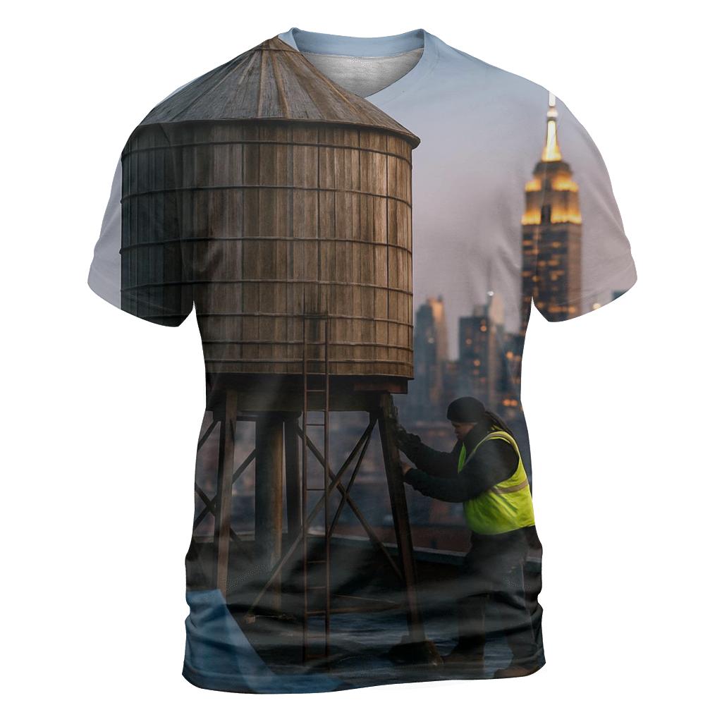 Rooftop Water Tower Dawn Over Midtown creative print fashion shirts