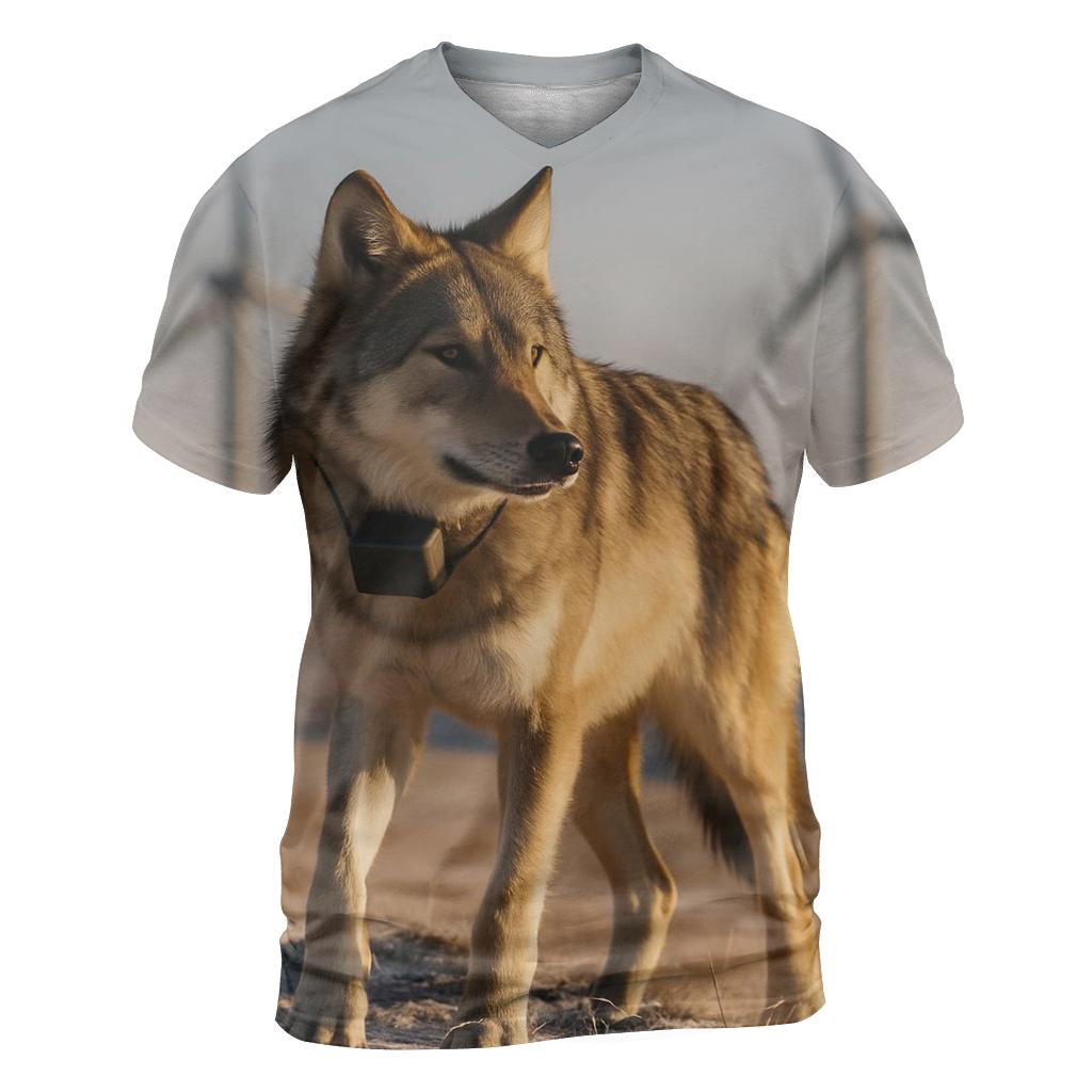 Radio Collared Wolf At Wind Farm Steppe statement graphic shirts