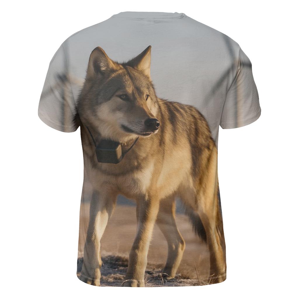 Radio Collared Wolf At Wind Farm Steppe statement graphic shirts