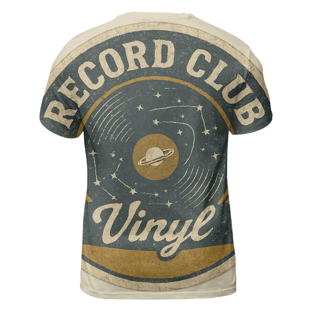 Retro Vinyl Record Astronomy Club Badge artistic all-over print tops