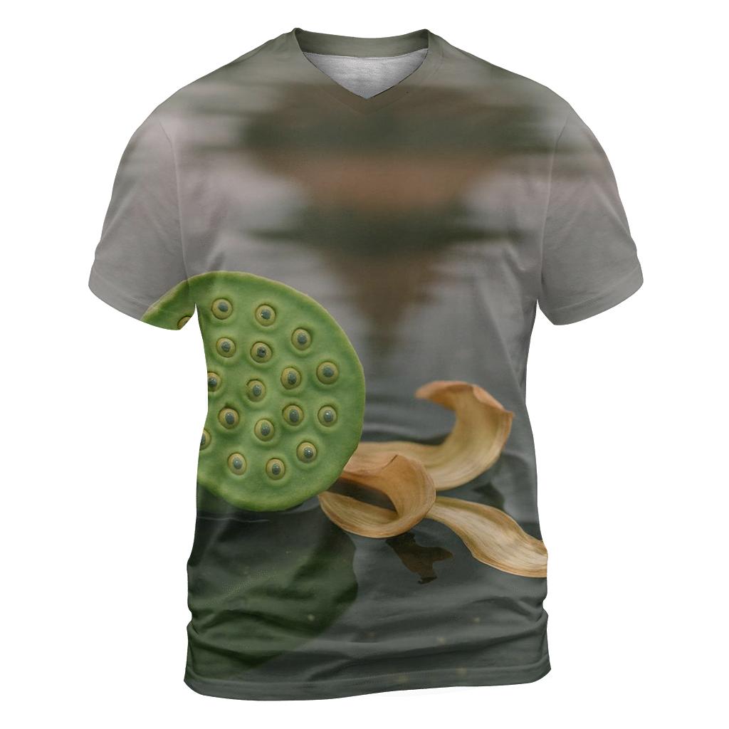 Lotus Seed Pod On Temple Pond Waterline statement graphic shirts