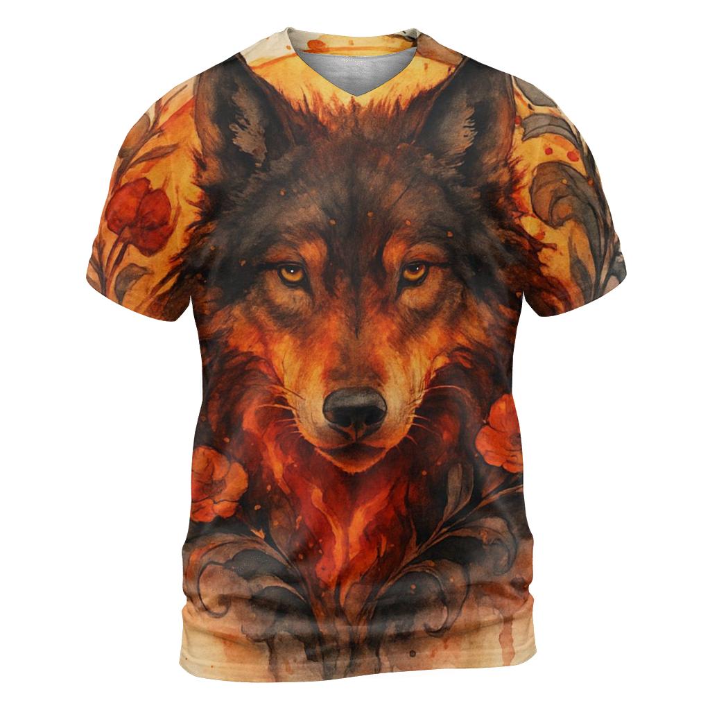 Ember Bloom Alpha Wolf creative print fashion shirts