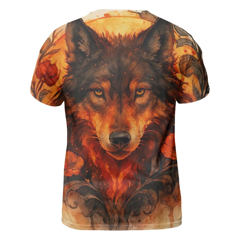 Ember Bloom Alpha Wolf creative print fashion shirts