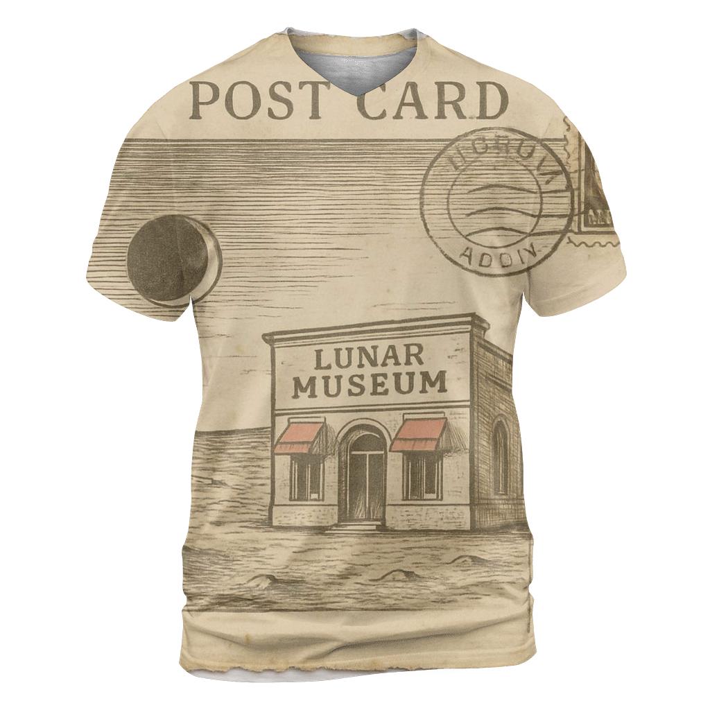 Sepia Postcard From The Moon Museum creative print fashion shirts