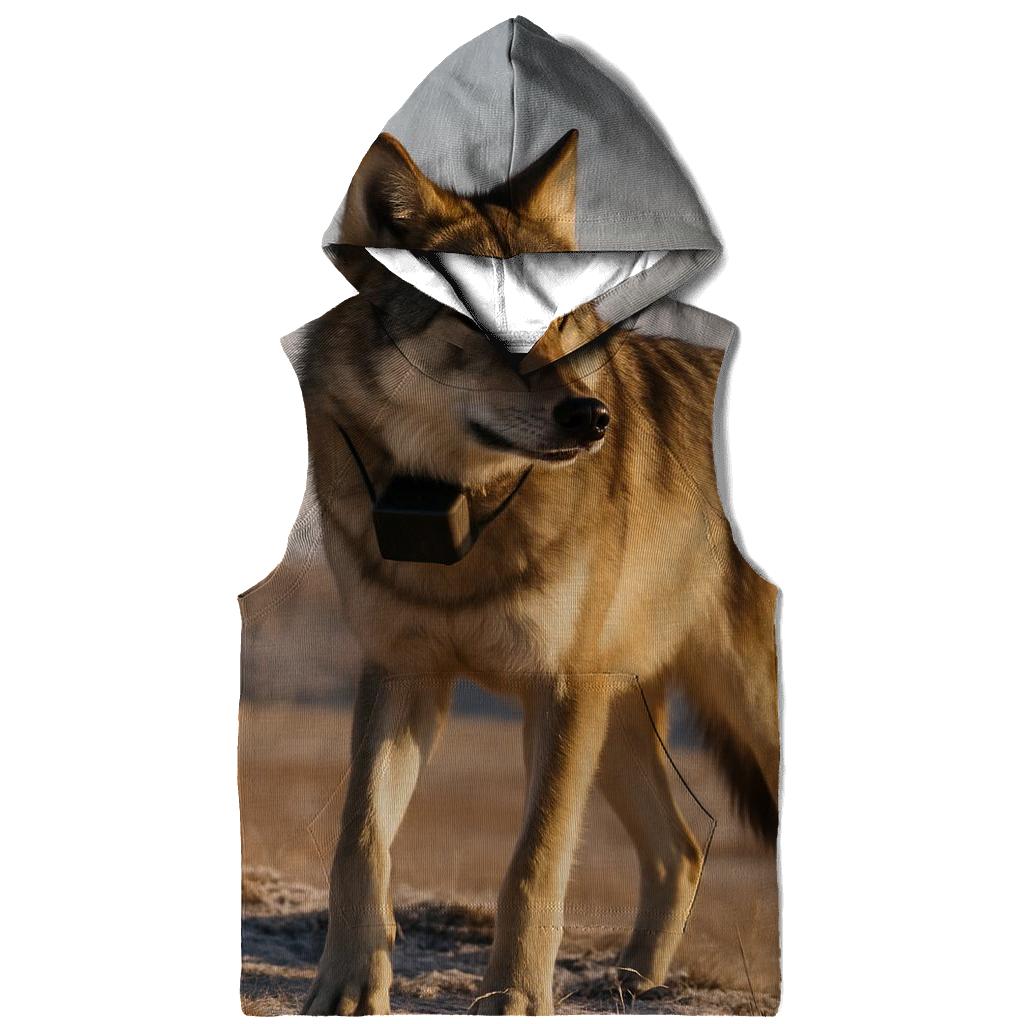 Radio Collared Wolf At Wind Farm Steppe lightweight hoodies