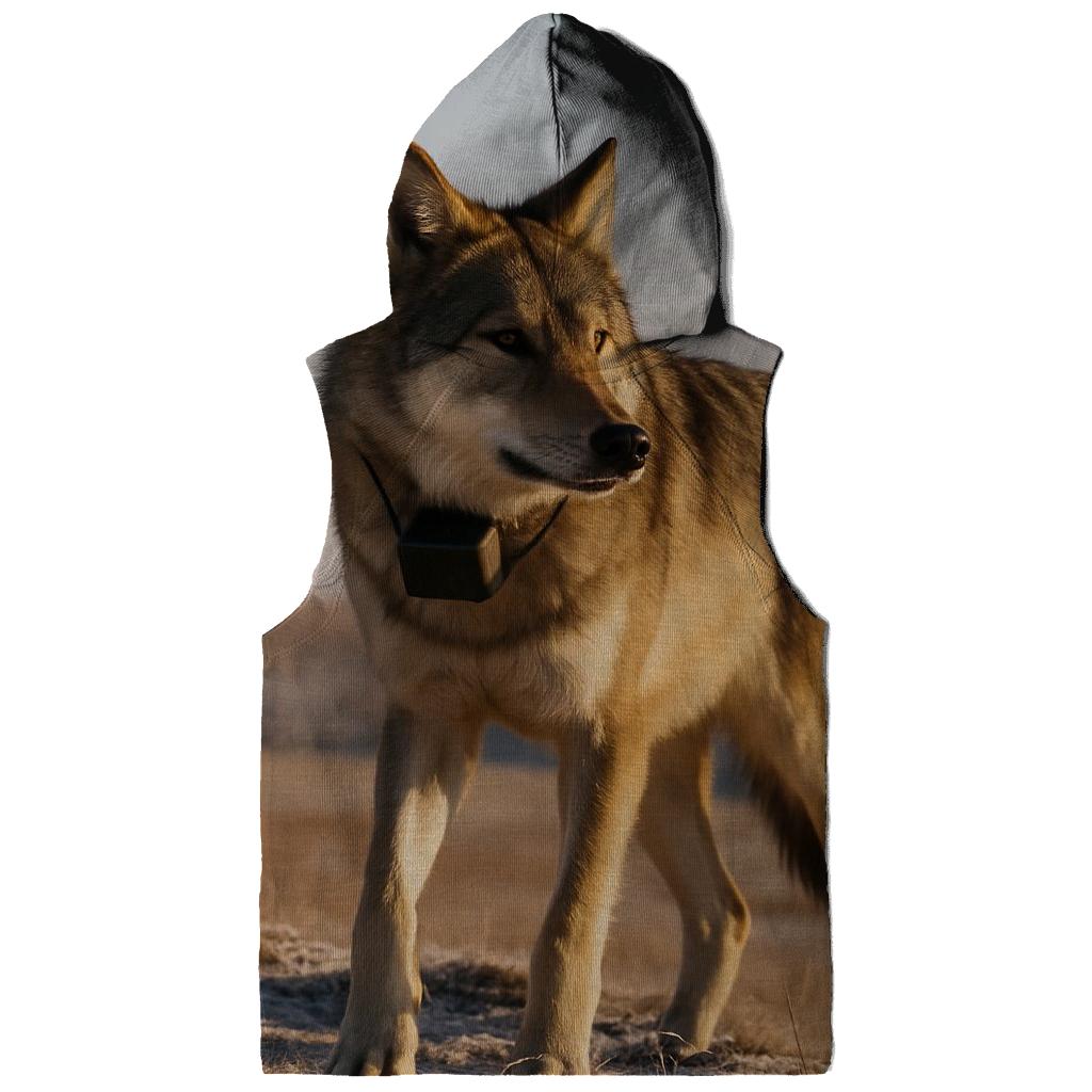 Radio Collared Wolf At Wind Farm Steppe lightweight hoodies