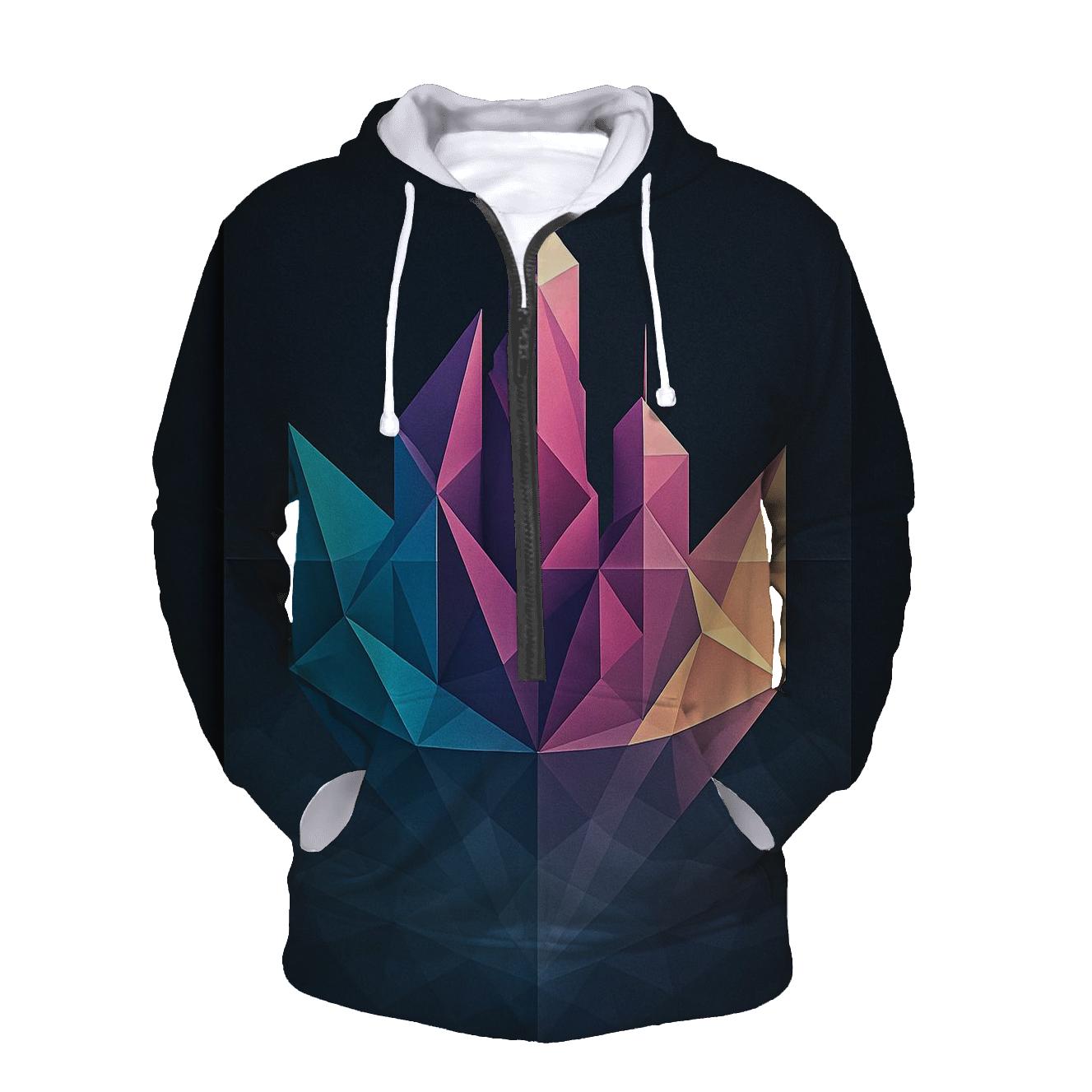 Prismatic Origami City Mirage custom hoodies