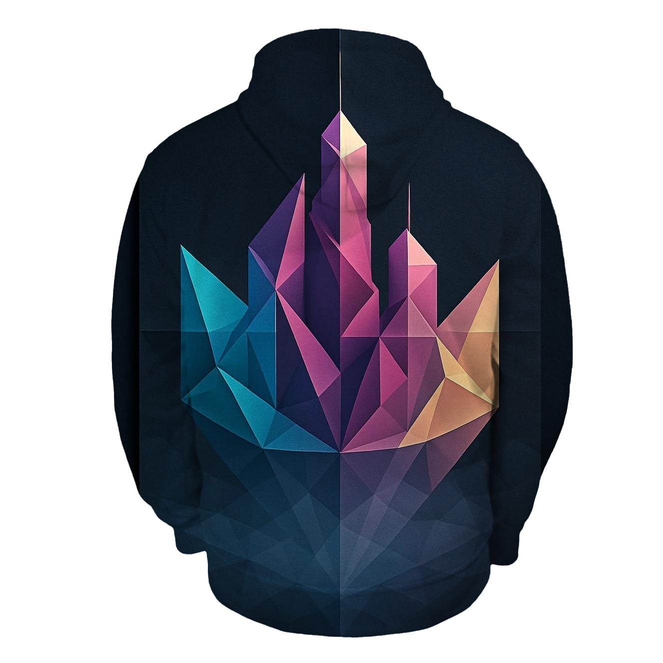 Prismatic Origami City Mirage custom hoodies