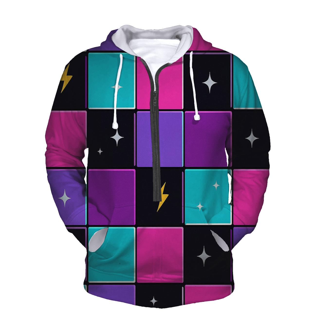 Roller Rink Neon Floor Tiles embroidered hoodies