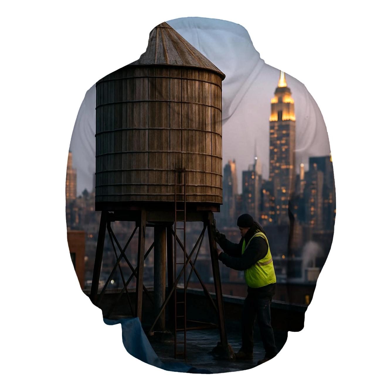 Rooftop Water Tower Dawn Over Midtown zip-up hoodies