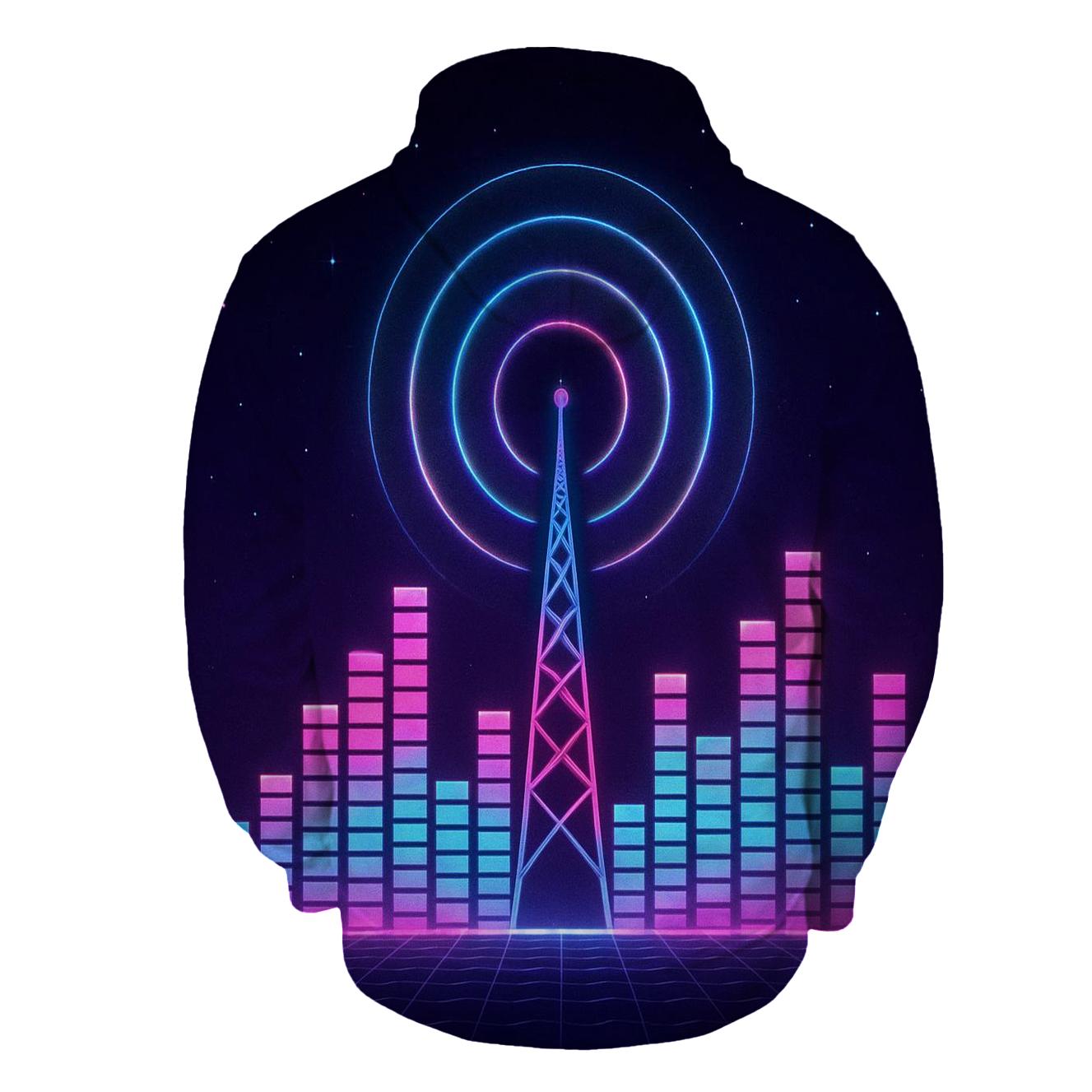 Neon Radio Skyline hoodie trends