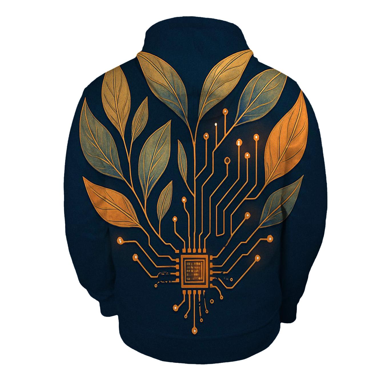 Botanical Circuit Heartbeat graphic hoodies