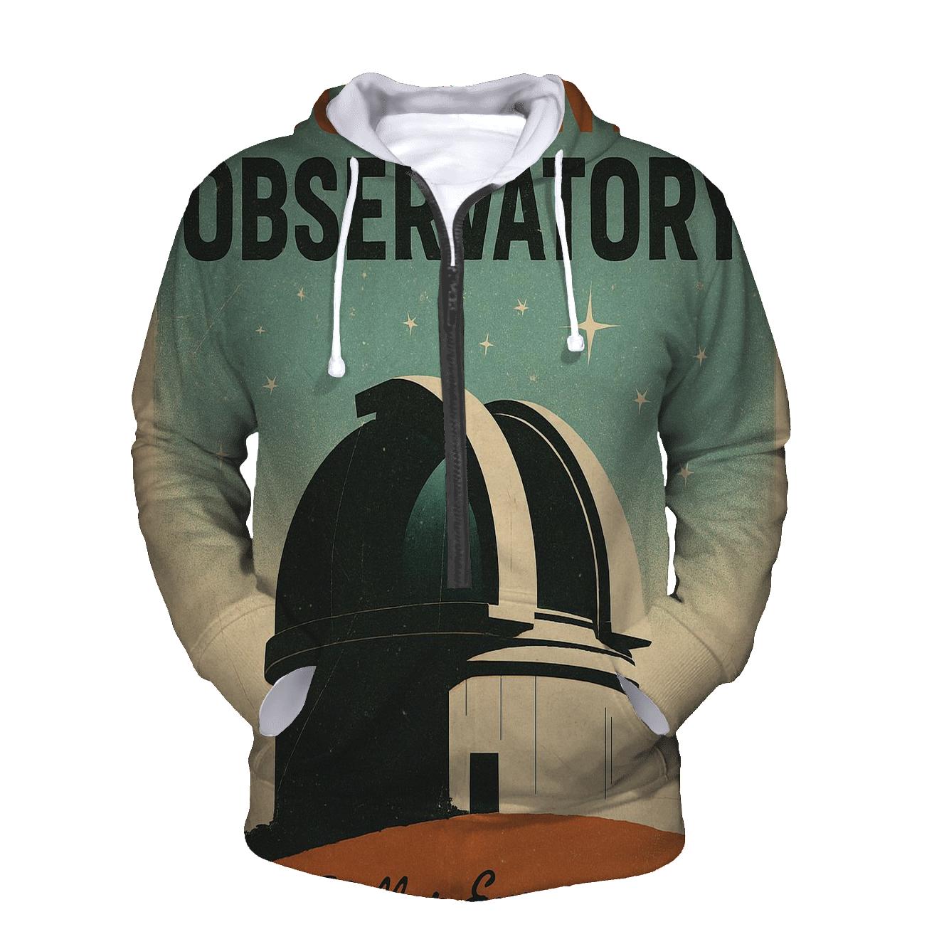 Worn Observatory Travel Poster 1963 printed hoodies