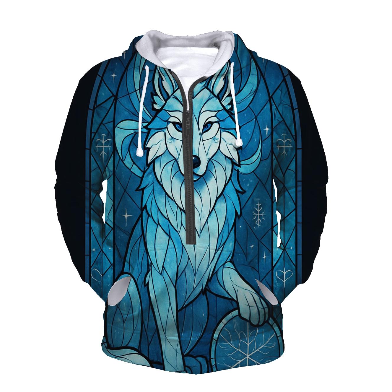 Cathedral Of The Frost Guardian Wolf embroidered hoodies