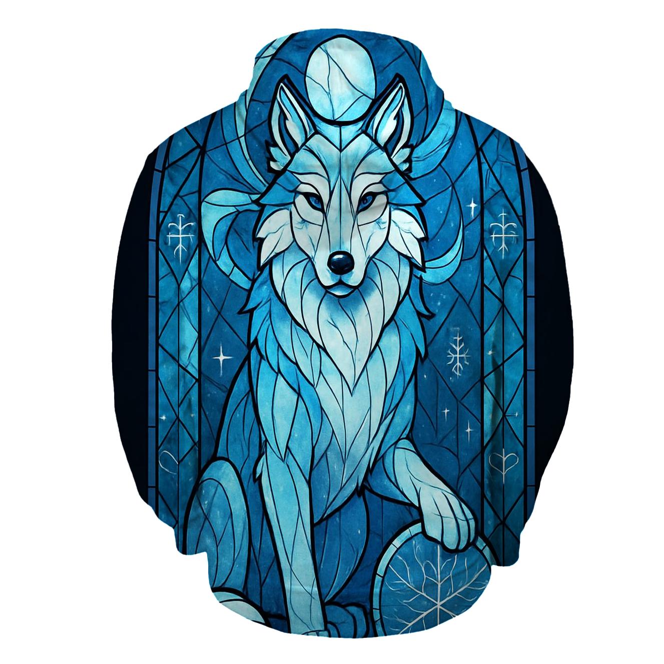 Cathedral Of The Frost Guardian Wolf embroidered hoodies