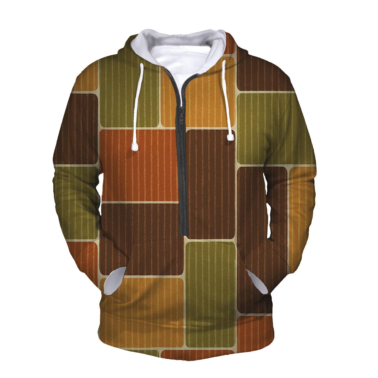 Groovy Corduroy Patchwork Panels printed hoodies