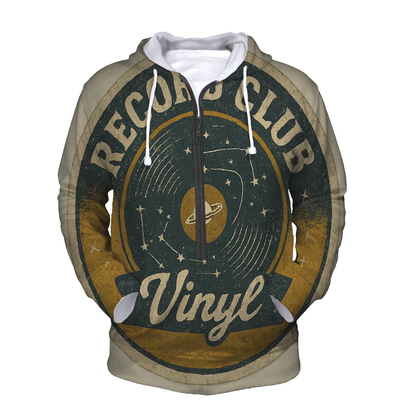 Retro Vinyl Record Astronomy Club Badge premium hoodies