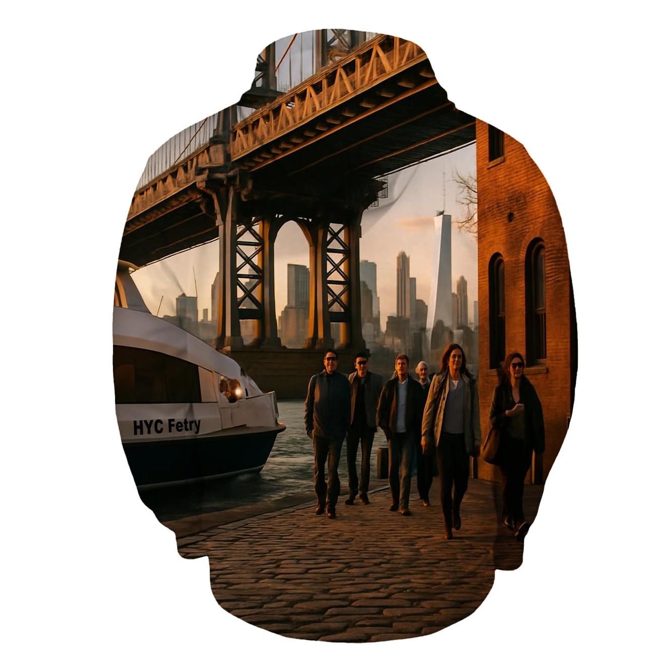 Fulton Ferry Landing Golden Hour Commuter Crossing zip-up hoodies
