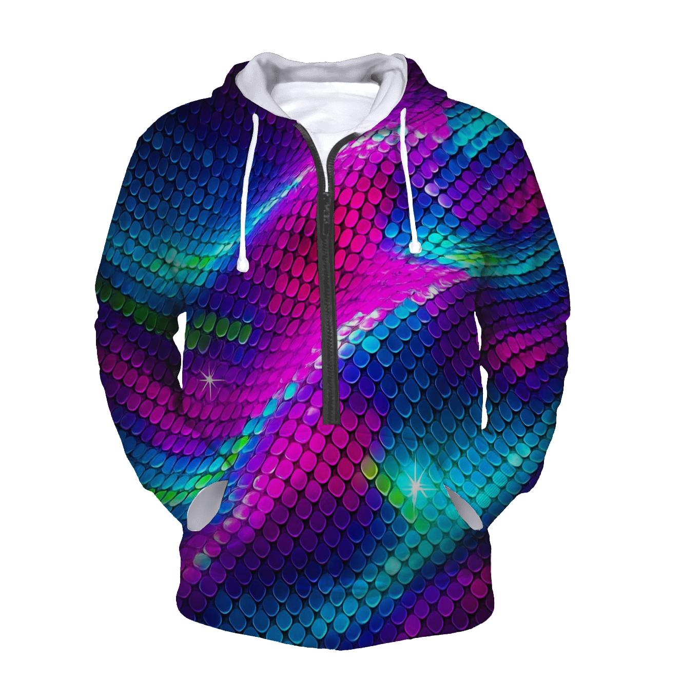 Electric Sequin Aurora Grid heavyweight hoodies