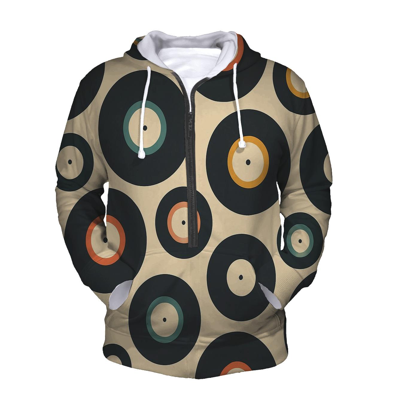 Vinyl Record Label Rings Pattern premium hoodies