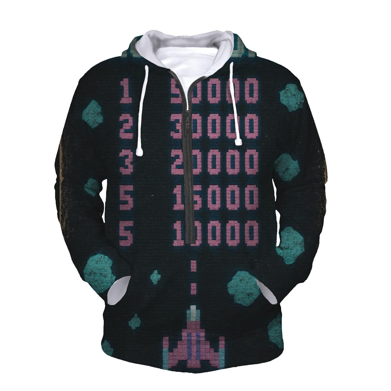 Aged Arcade Starfighter Score Screen zip-up hoodies