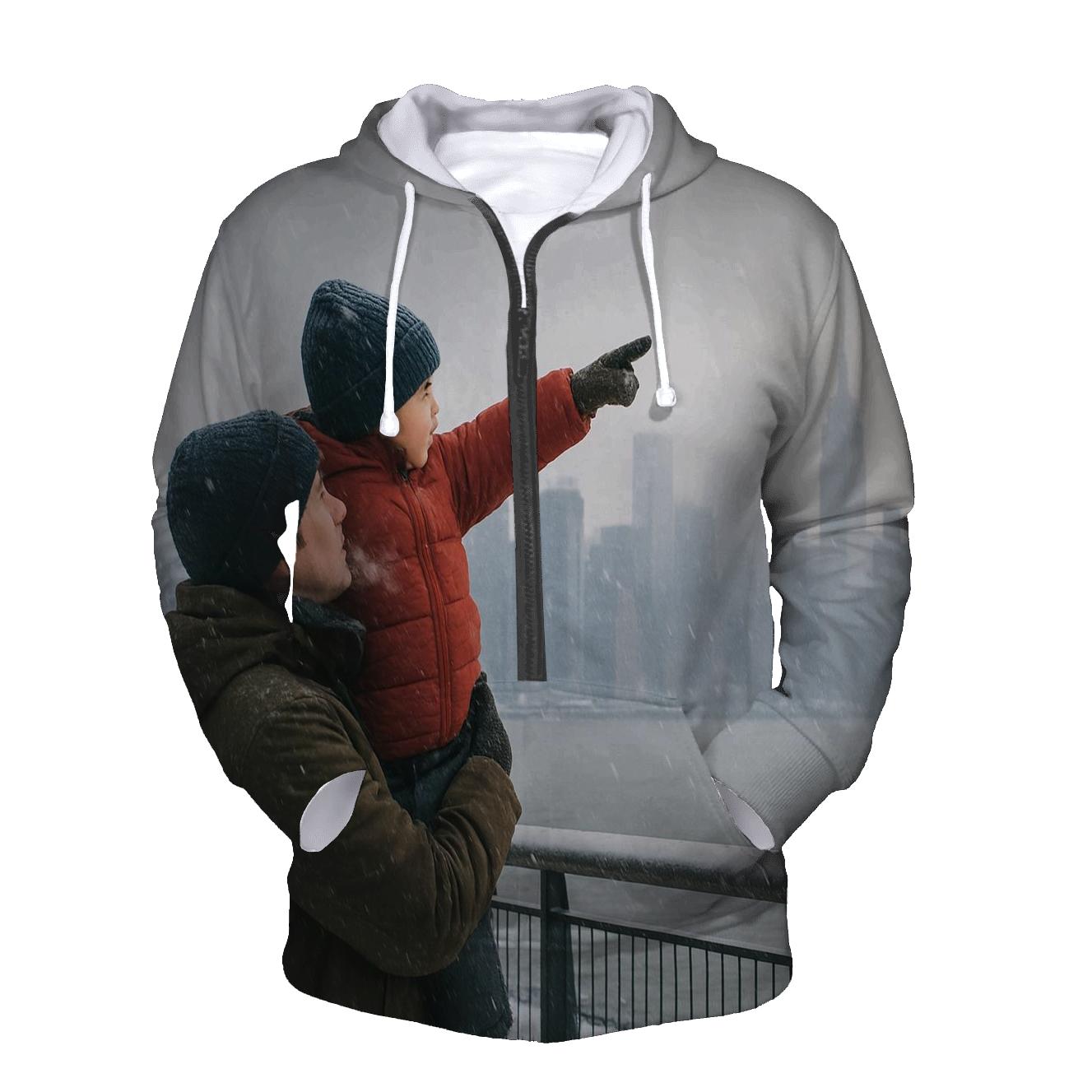 January Snowfall From Riverside Park South Over Hudson printed hoodies