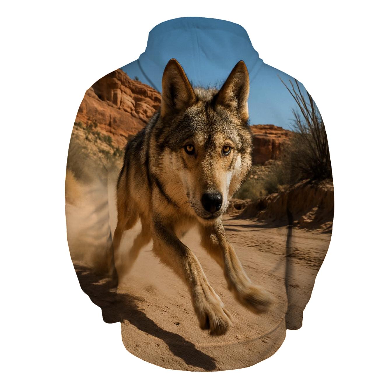 Mexican Gray Wolf In Borderland Canyon Dust premium hoodies