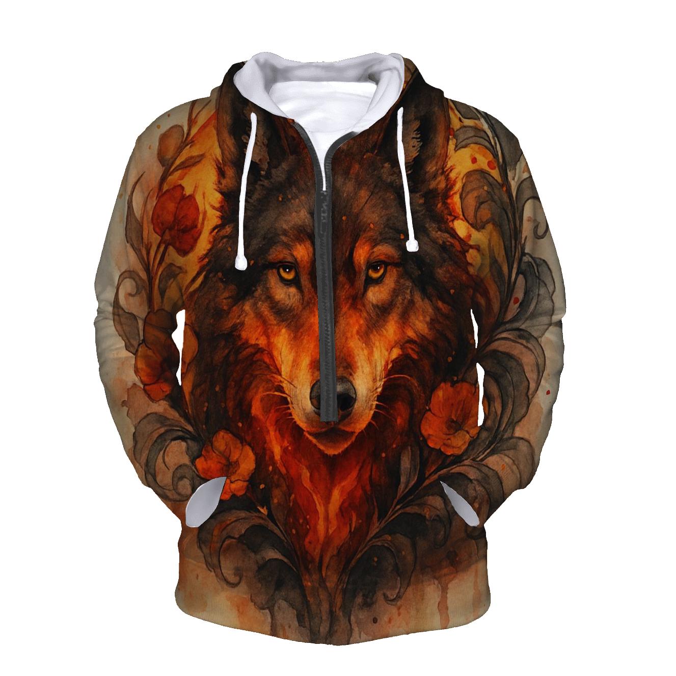 Ember Bloom Alpha Wolf designer hoodies